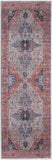 6' Red and Ivory Oriental Power Loom Distressed Washable Non Skid Runner Rug