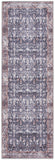 6' Blue and Ivory Oriental Power Loom Distressed Washable Non Skid Runner Rug