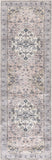 6' Pink And Blue Oriental Distressed Washable Runner Rug