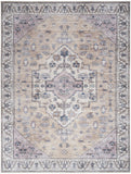 8' X 10' Beige and Gray Oriental Power Loom Distressed Washable Non Skid Area Rug