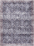 8' X 10' Blue and Ivory Oriental Power Loom Distressed Washable Non Skid Area Rug
