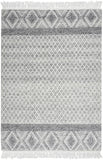 4' X 6' Gray and Ivory Geometric Hand Woven Area Rug With Fringe