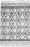 5' X 8' Teal Ivory And Gray Floral Medallion Flatweave Handmade Area Rug With Fringe