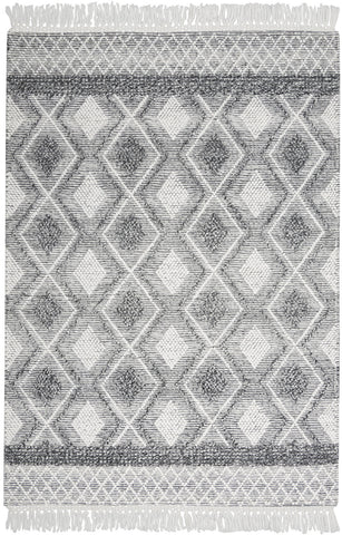 5' X 8' Teal Ivory And Gray Floral Medallion Flatweave Handmade Area Rug With Fringe
