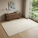 4' X 6' Ivory and Tan Geometric Hand Tufted Area Rug