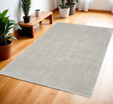 4' X 6' Gray And Silver Abstract Area Rug
