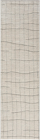 8' Gray And Ivory Abstract Runner Rug