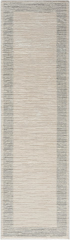 8' Gray And Ivory Striped Runner Rug