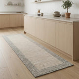 8' Gray And Ivory Striped Runner Rug