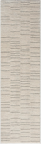 8' Gray And Ivory Abstract Runner Rug