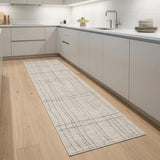 8' Gray And Ivory Abstract Runner Rug