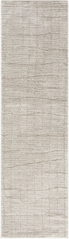 8' Beige And Gray Abstract Runner Rug