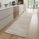 8' Beige And Gray Abstract Runner Rug