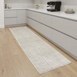 8' Gray And Silver Abstract Runner Rug