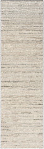 8' Gray And Ivory Abstract Runner Rug