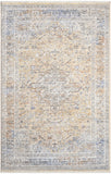 3' X 5' Gray and Gold Oriental Power Loom Distressed Area Rug