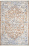 3' X 5' Brown and Blue Oriental Power Loom Distressed Area Rug