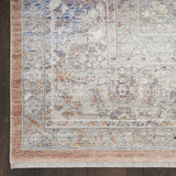 3' X 5' Brown and Blue Oriental Power Loom Distressed Area Rug