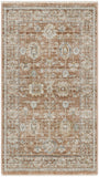 3' X 5' Orange and Ivory Oriental Power Loom Distressed Area Rug With Fringe