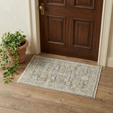 3' X 5' Beige Ivory and Gray Oriental Power Loom Distressed Area Rug With Fringe