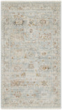 3' X 5' Blue and Ivory Oriental Power Loom Distressed Area Rug With Fringe
