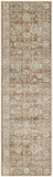 8' Orange And Ivory Oriental Distressed Runner Rug With Fringe
