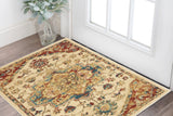 3' X 5' Ivory and Red Floral Medallion Power Loom Area Rug