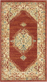 3' X 5' Red and Ivory Medallion Power Loom Area Rug