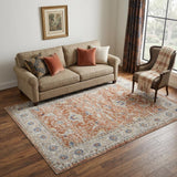5' X 7' Gray and Red Oriental Power Loom Area Rug