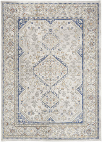 7' X 9' Blue and Gray Medallion Power Loom Area Rug