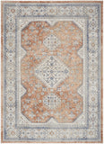 7' X 9' Gray and Red Medallion Power Loom Area Rug