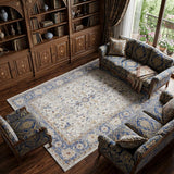 8' X 10' Blue and Gray Oriental Power Loom Area Rug