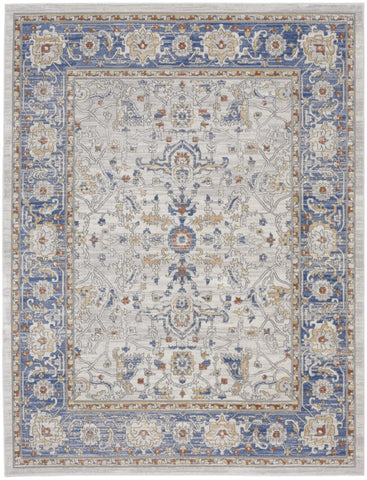 8' X 10' Blue and Gray Oriental Power Loom Area Rug
