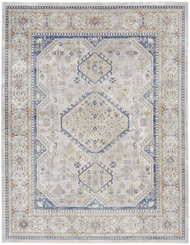 8' X 10' Blue and Gray Medallion Power Loom Area Rug