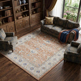 8' X 10' Gray and Red Oriental Power Loom Area Rug