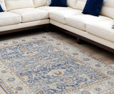 8' X 10' Blue and Gray Oriental Power Loom Area Rug