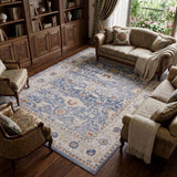 8' X 10' Blue and Gray Oriental Power Loom Area Rug