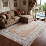 8' X 10' Beige And Bronze Medallion Area Rug