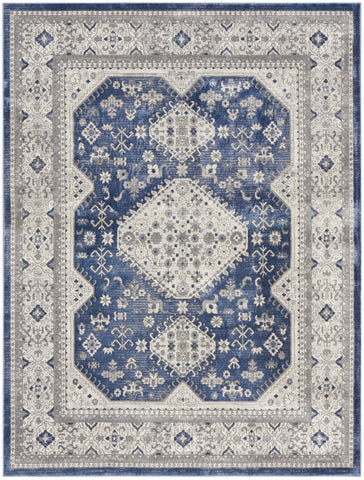 8' X 10' Blue And Gray Medallion Area Rug