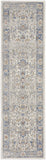 8' Blue And Ivory Oriental Runner Rug