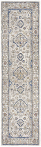 8' Blue And Gray Medallion Runner Rug