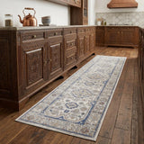 8' Blue And Gray Medallion Runner Rug