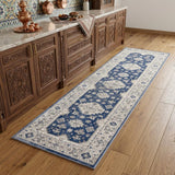 8' Blue And Gray Medallion Runner Rug