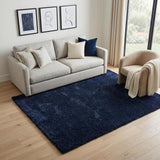 5' X 7' Navy Blue Shag Area Rug