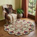 4' Red Round Wool Floral Hand Tufted Area Rug