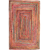 5' X 7' Tan Geometric Hand Braided Area Rug