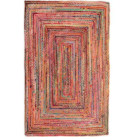 5' X 7' Tan Geometric Hand Braided Area Rug