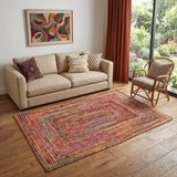 5' X 7' Tan Geometric Hand Braided Area Rug