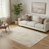 5' X 7' Beige Medallion Washable Non Skid Area Rug