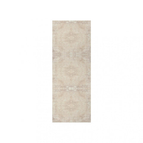 8' X 10' Salmon Green And Peach Geometric Washable Indoor Outdoor Area Rug